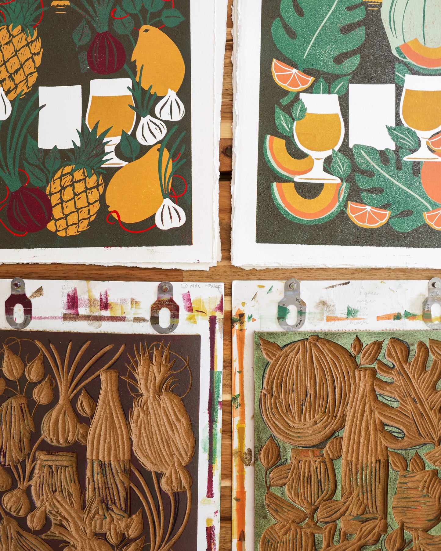 Breakfast Lunch & Dinner Linocut Prints