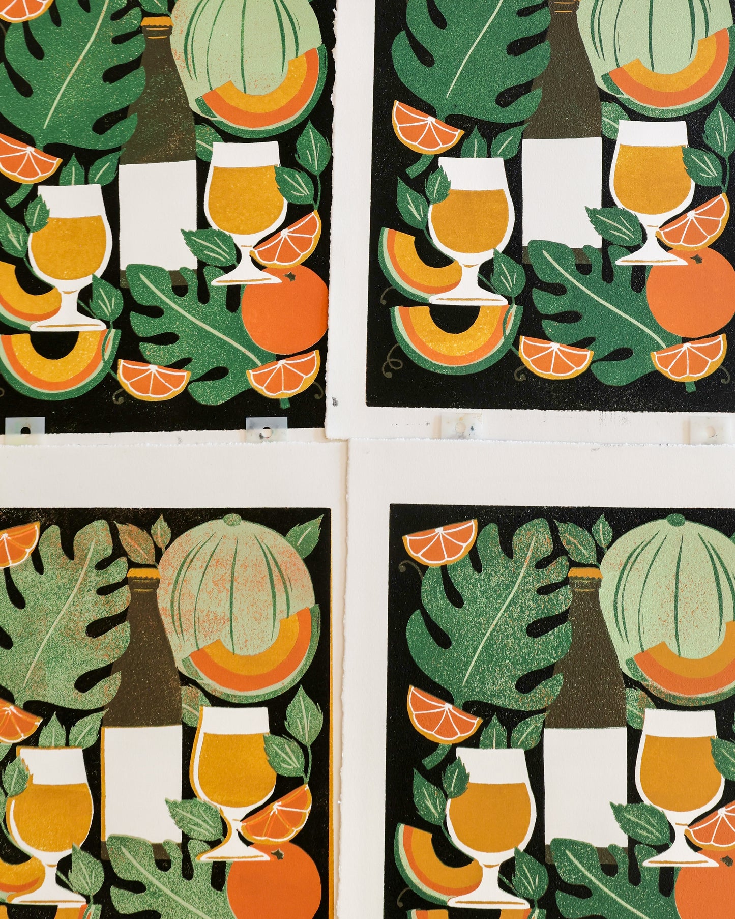 Breakfast Lunch & Dinner Linocut Prints