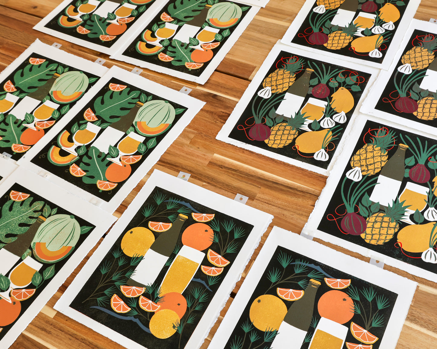 Breakfast Lunch & Dinner Linocut Prints