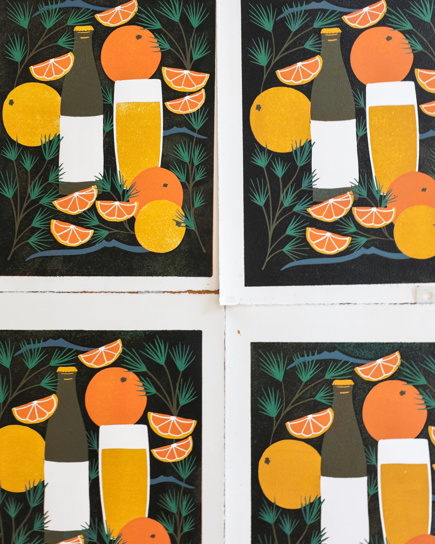 Breakfast Lunch & Dinner Linocut Prints
